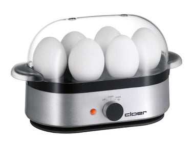 Cloer 6099 Eierkocher mit akustischer Fertigmeldung, 400 W, für 6 Eier, antihaftbeschichtete Heizplatte, Aluminiumgehäuse im Sale